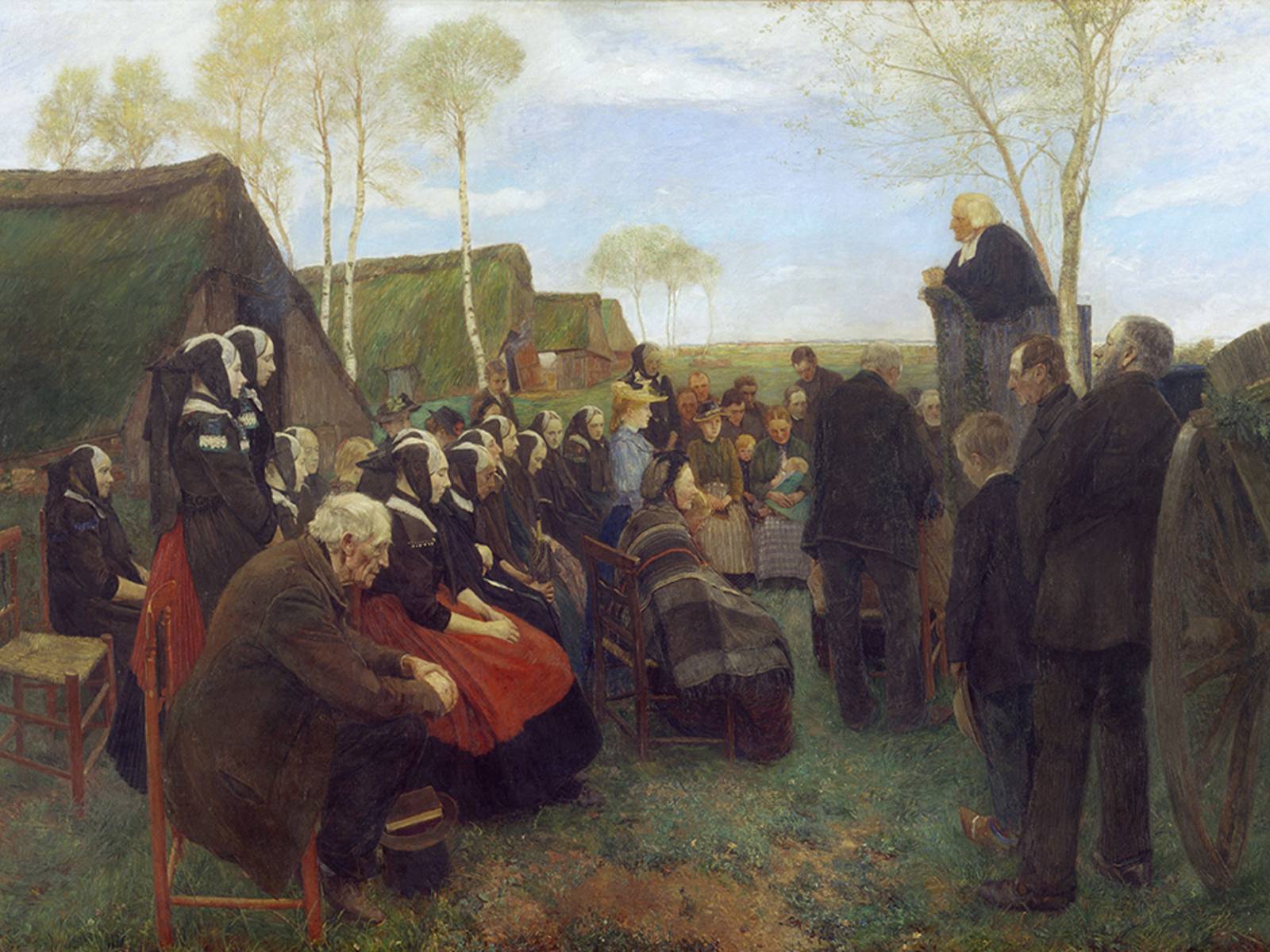 Gottesdienst im Moor, Öl auf Leinwand,  1895,  Gemäldegröße 235x376 cm.